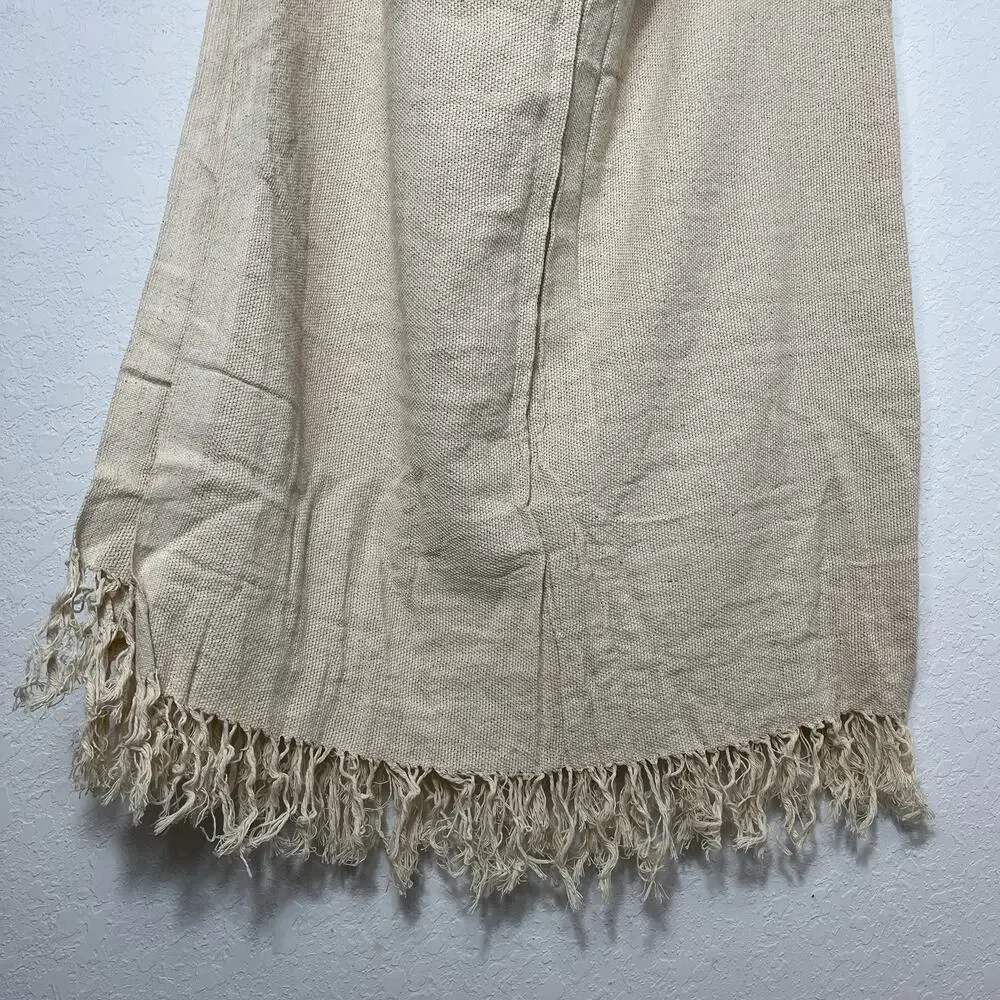 Natural Cotton Throw home decor, cottage, beach, coastal. Fringe on edge.